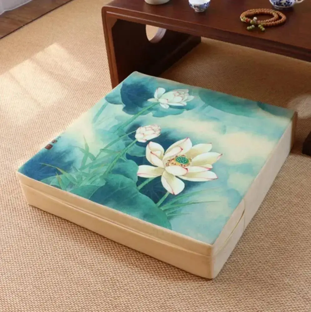 Coussin japonais à fleurs carré 'Ogaki' - Image 2