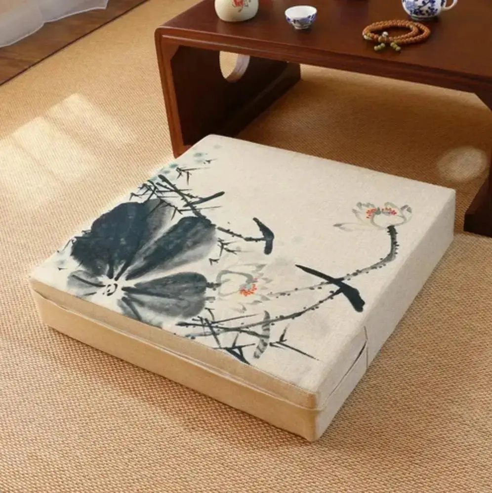 Coussin japonais à fleurs carré 'Ogaki' - Image 3