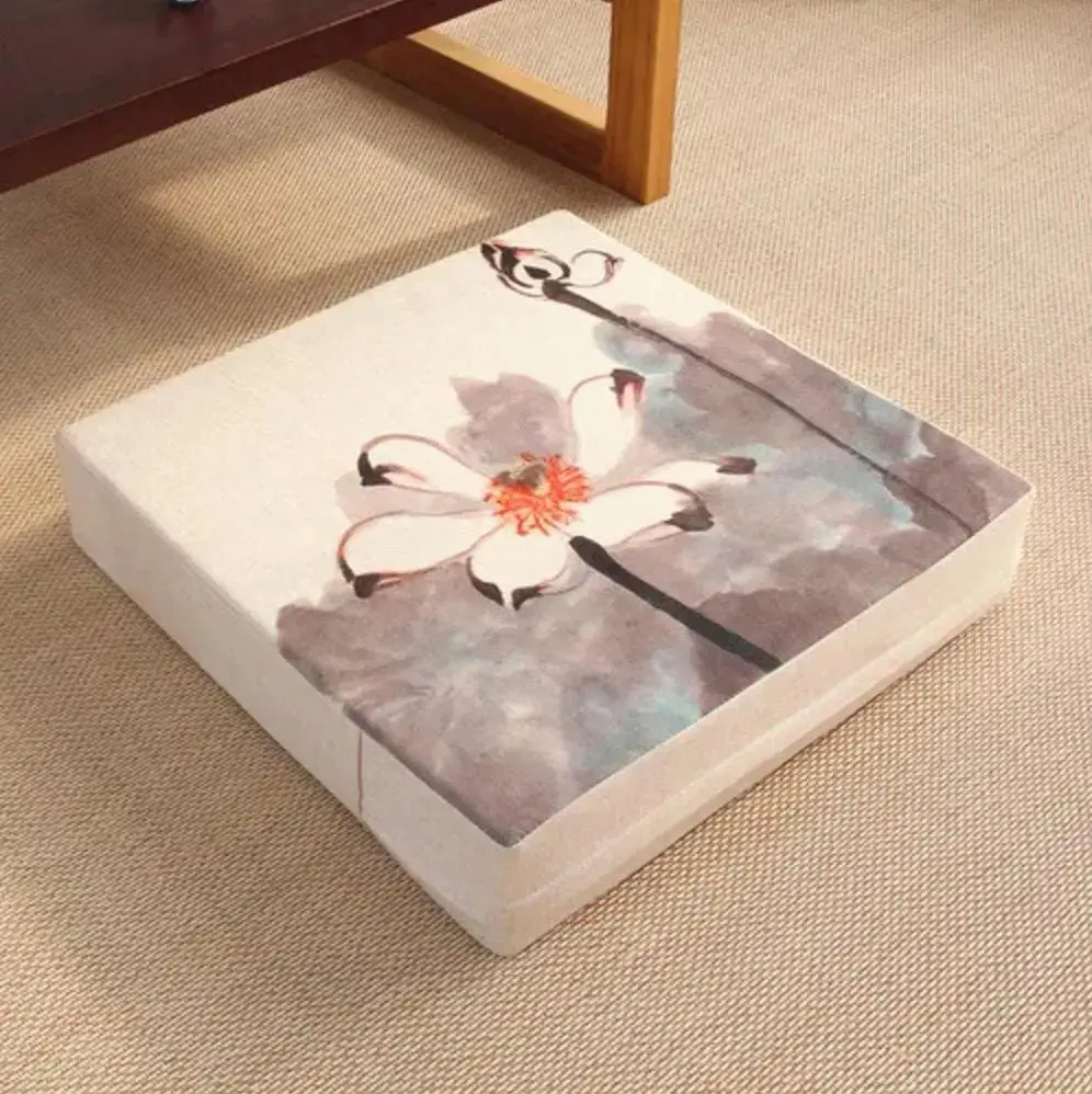 Coussin japonais à fleurs carré 'Ogaki' - Image 5