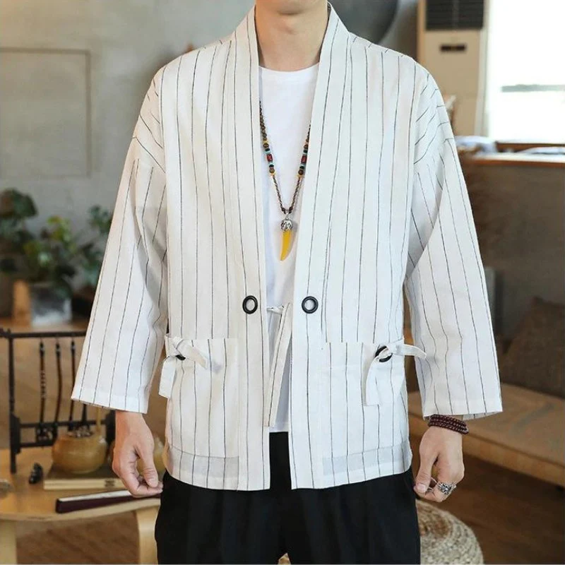 Kimono Cardigan Blanc à Rayure 'Takao' - Image 5