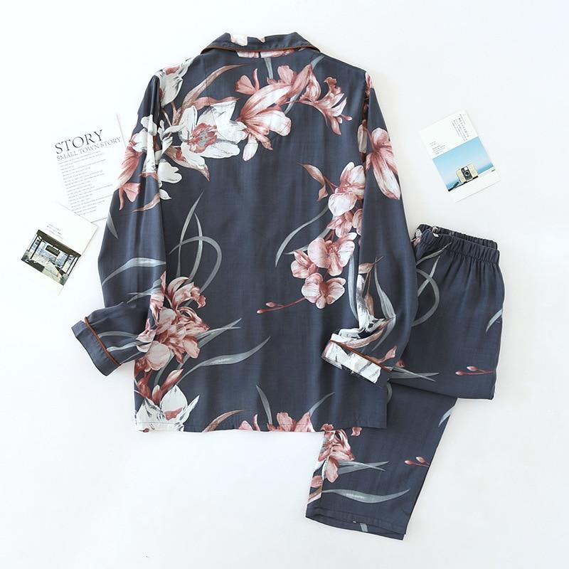 Pyjama Japonais Fleuri en Coton - Image 4
