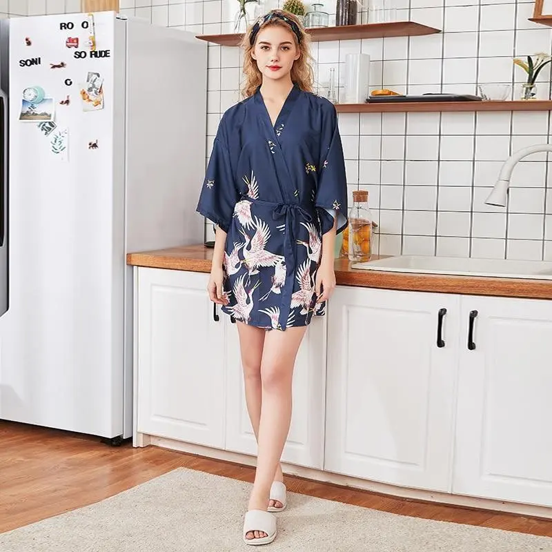 Pyjama Japonais Bleu style Kimono - Image 2