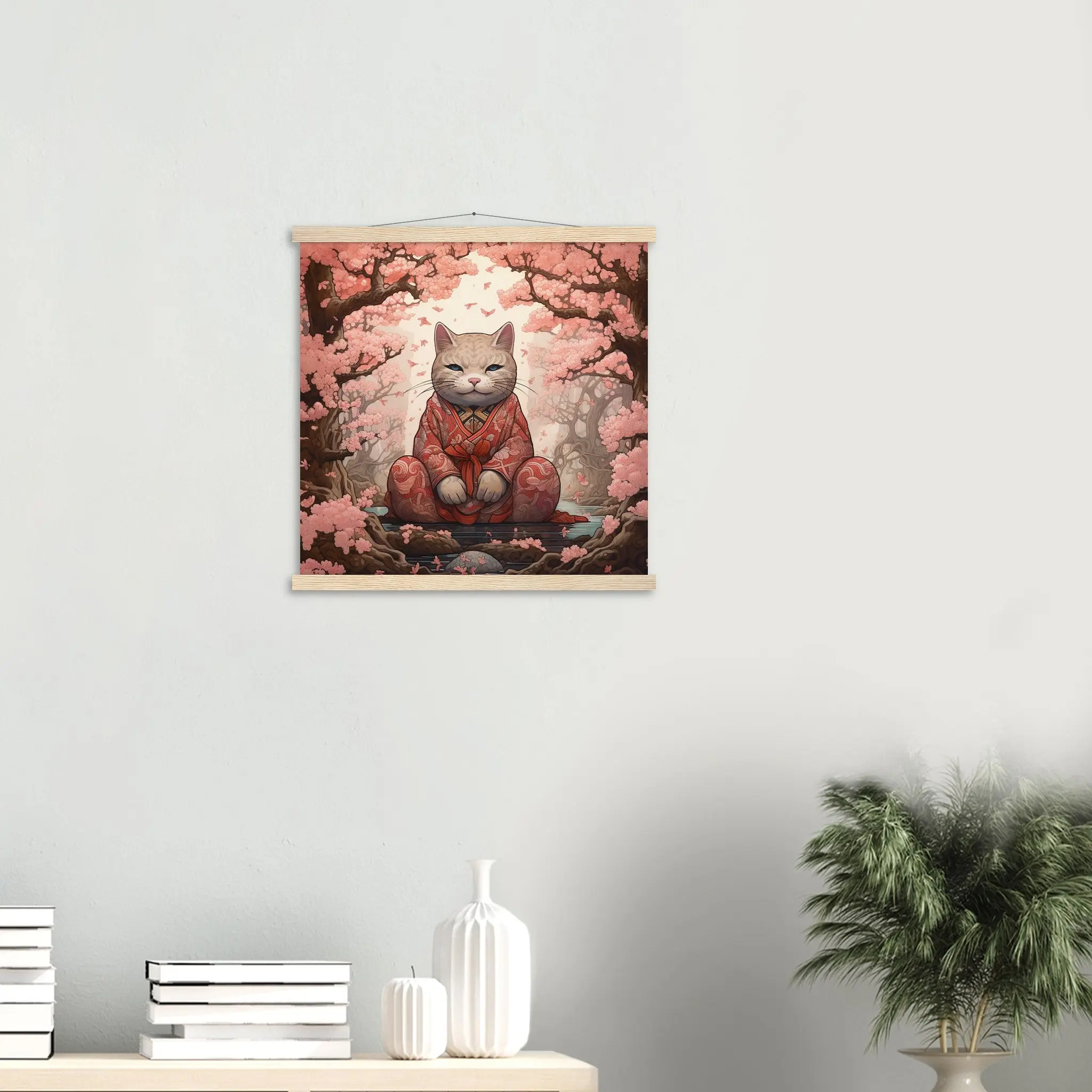 Tableau Sakura Japonais 'Maneki-Neko' - Image 8