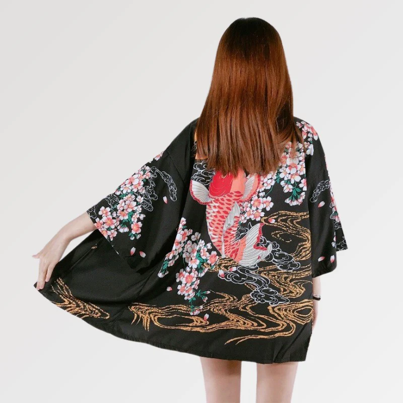Veste Kimono Femme Chic 'Sakura x Koi' - Image 2