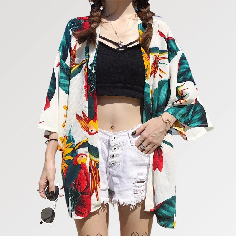 Veste Kimono Fleuri Femme 'Tropical' - Image 4