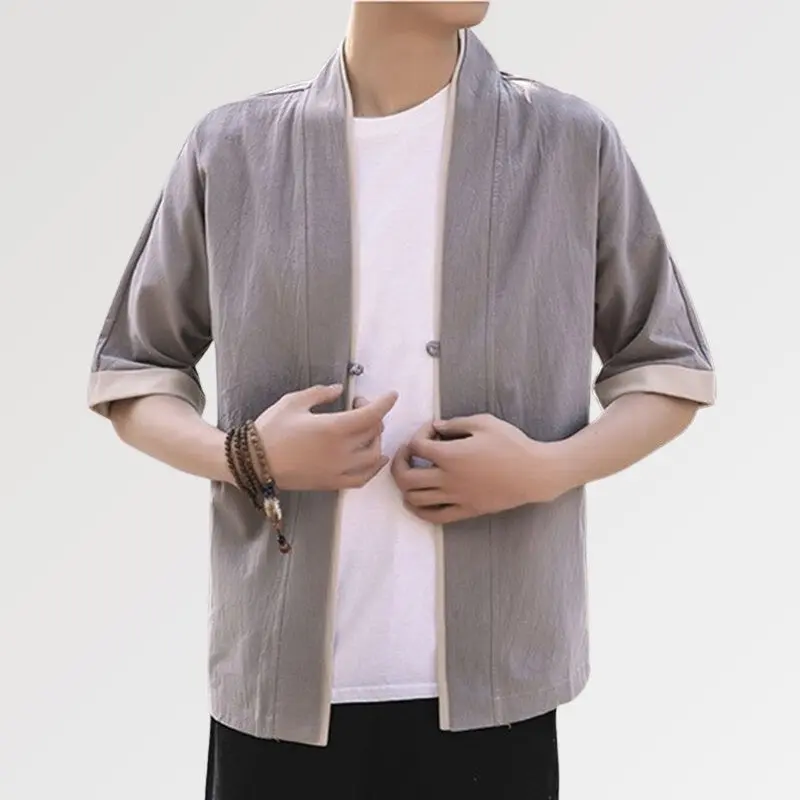 Veste Style Japonais Homme 'Gris Hideki' - Image 4